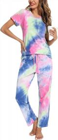 img 1 attached to EISHOPEER Women's Cute Printed Pajama Set: Short Sleeve Top & Long Pants Sleepwear