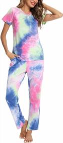 img 2 attached to EISHOPEER Women's Cute Printed Pajama Set: Short Sleeve Top & Long Pants Sleepwear