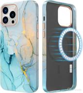 📱 tenntoosi magnetic marble iphone 13 pro max case: protective & stylish phone cover in blue логотип