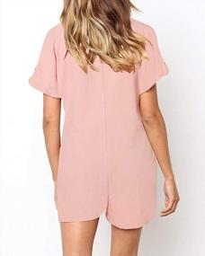 img 2 attached to Ofenbuy Womens Jumpsuits Shorts V Neck Short Sleeve Button Oversized Summer Rompers With Pockets