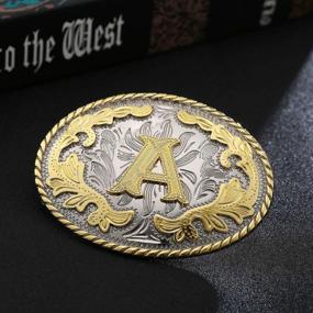 img 3 attached to Large Gold Western Belt Buckle With Initials ABCDEFG To Y For Men And Women (ABC-Z)