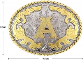 img 1 attached to Large Gold Western Belt Buckle With Initials ABCDEFG To Y For Men And Women (ABC-Z)