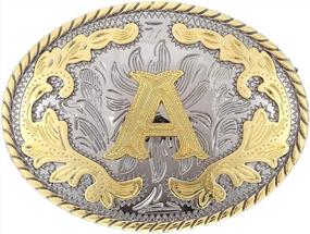 img 4 attached to Large Gold Western Belt Buckle With Initials ABCDEFG To Y For Men And Women (ABC-Z)