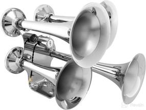 img 2 attached to 🚛 Vixen Horns Train Horn for Truck/Car - 4 Air Horn Chrome Plated Heavy Duty Trumpets - Extra Loud dB - Compatible with 12v Semi, Pickup, Jeep, RV, SUV - VXH4318