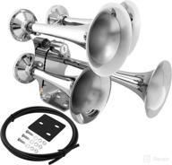 🚛 vixen horns train horn for truck/car - 4 air horn chrome plated heavy duty trumpets - extra loud db - compatible with 12v semi, pickup, jeep, rv, suv - vxh4318 logo