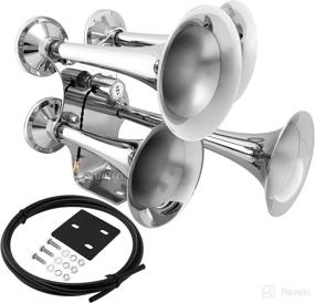 img 4 attached to 🚛 Vixen Horns Train Horn for Truck/Car - 4 Air Horn Chrome Plated Heavy Duty Trumpets - Extra Loud dB - Compatible with 12v Semi, Pickup, Jeep, RV, SUV - VXH4318