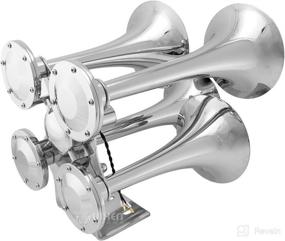 img 1 attached to 🚛 Vixen Horns Train Horn for Truck/Car - 4 Air Horn Chrome Plated Heavy Duty Trumpets - Extra Loud dB - Compatible with 12v Semi, Pickup, Jeep, RV, SUV - VXH4318