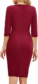 img 3 attached to MUXXN Women'S 3/4 Sleeve Square Neck Midi Bodycon Pencil Dress For Business Formal Work