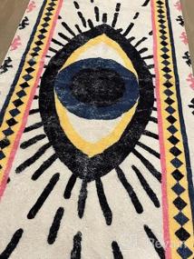 img 5 attached to Super Soft Velvet Blue Evil Eye Round Area Rug - Creative Tribal Style Non-Slip Floor Carpet For Bedroom, Living Room, Nursery Decor - 2Ft Vintage Throw Rug By HAOCOO