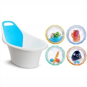 img 4 attached to Munchkin Sit And Soak Baby Bath Tub With 4Pk Float And Play Bubbles Bath Toy