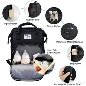 img 3 attached to 🎒 Black Diaper Bag Backpack with Changing Station, Viton Diaper Bags for Boys and Girls, Diper Bag with Bassinet Bed Mat Pad, Men, Dad, Mom Travel Waterproof Stroller Straps, Large Capacity, Ideal Baby Shower Gifts
