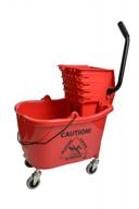 janico inc 35 quart 8.5 gallon side press mop bucket wringer combo with 3 inch non marking metal casters - red logo
