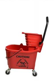 img 3 attached to Janico Inc 35 Quart 8.5 Gallon Side Press Mop Bucket Wringer Combo With 3 Inch Non Marking Metal Casters - Red