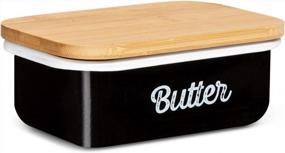 img 4 attached to Farmhouse-Style Butter Dish With Lid - Ceramic Countertop Butter Keeper For Fridge And Tabletop