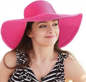 img 4 attached to Summer Beach Hat With Wide Brim For Women - Stylish Straw Floppy Hat With Sun Protection