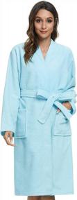img 4 attached to Soft Terry Cloth Women'S Kimono Bathrobe - Lightweight Knee-Length Bath Gown For Comfortable Lounging