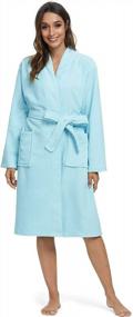 img 3 attached to Soft Terry Cloth Women'S Kimono Bathrobe - Lightweight Knee-Length Bath Gown For Comfortable Lounging