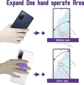 img 1 attached to 📱 PHONEMATE Elastic Silicone Phone Loop Finger Holder Strap - Ultra-Thin Grip Holder for 2021 Cell Phones with Hollow-Carved Design - 2Pack Purple+Grey