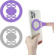 📱 phonemate elastic silicone phone loop finger holder strap - ultra-thin grip holder for 2021 cell phones with hollow-carved design - 2pack purple+grey logo