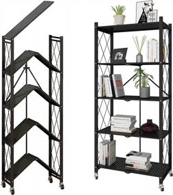 img 4 attached to Get Organized With BENOSS Foldable Metal Storage Shelves - Heavy-Duty, No Assembly, And Portable!
