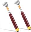 rirether back scratcher - wood handle extendable itch-relief tool with telescoping stainless steel tube - wide scratching claw, non-slip grip, rolling bead massager - compact and portable, 2 pack logo