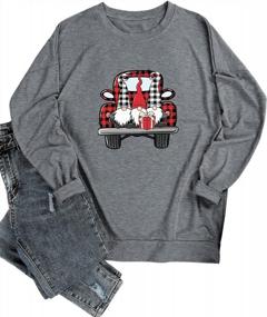 img 4 attached to Get Festive With Dresswel Womens Christmas Elk Print T Shirts And Plaid Graphic Sweatshirts