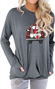 img 3 attached to Get Festive With Dresswel Womens Christmas Elk Print T Shirts And Plaid Graphic Sweatshirts