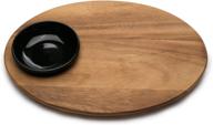 2 piece ironwood gourmet bread board & dipping bowl set - acacia wood логотип
