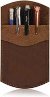 genuine leather pocket protector - handmade leather pen and pencil pocket pouch organizer for office and home, 3.5" x 6.25 logo