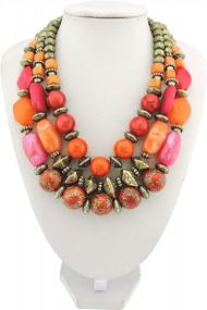 img 3 attached to Stylish And Colorful 3-Layer Chunky Beaded Necklace Set With Earrings For Fashionable Women - Multi-Layer Collar Necklace By BOCAR