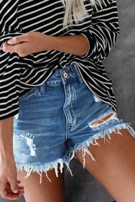 img 1 attached to Women'S Juniors High Waisted Ripped Denim Jean Shorts With Frayed Raw Hem