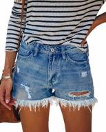 women's juniors high waisted ripped denim jean shorts with frayed raw hem logo