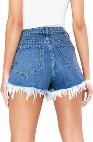 img 3 attached to Women'S Juniors High Waisted Ripped Denim Jean Shorts With Frayed Raw Hem