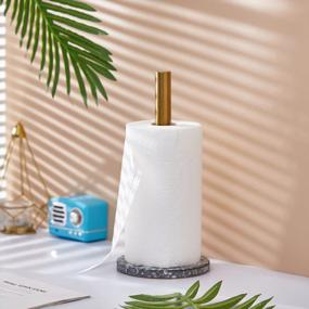 img 2 attached to Coffeezone Kitchen Paper Towel Holder For Counter Top With Golden Roll And Terrazzo Base (Terrazzo Dark Grey)