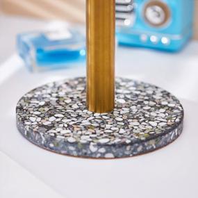 img 1 attached to Coffeezone Kitchen Paper Towel Holder For Counter Top With Golden Roll And Terrazzo Base (Terrazzo Dark Grey)