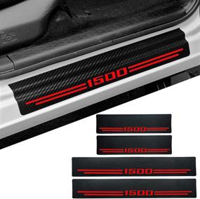img 4 attached to 🚗 Hong HT Car Accessories Carbon Fiber Door Sill Scuff Protector - Car Entry Guard Scratch Shield Sticker for Dodge Ram 1500 2012-2022 (1500, RED) - Optimized Auto Accessories