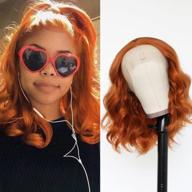 short curly orange ginger lace front wig for women - oxeely synthetic wig with light copper red hair for black widow cosplay, 14 inches логотип