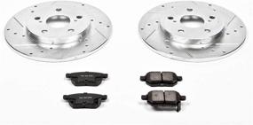 img 1 attached to 🚗 Enhance Your Vehicle's Braking Performance with Power Stop K4737 Rear Z23 Carbon Fiber Brake Pads and Drilled & Slotted Brake Rotors Kit