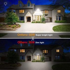 img 3 attached to Onforu 2 Pack 55W Outdoor Flood Lights With 3 Adjustable Heads, 5500LM LED Flood Light Fixture For Garden, Yard, And Eave, IP65 Waterproof Switch Controlled Security Light, 6500K Brightness