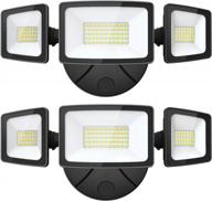 onforu 2 pack 55w outdoor flood lights with 3 adjustable heads, 5500lm led flood light fixture for garden, yard, and eave, ip65 waterproof switch controlled security light, 6500k brightness logo