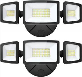 img 4 attached to Onforu 2 Pack 55W Outdoor Flood Lights With 3 Adjustable Heads, 5500LM LED Flood Light Fixture For Garden, Yard, And Eave, IP65 Waterproof Switch Controlled Security Light, 6500K Brightness