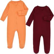 2-pack infant cotton long sleeve zip up baby pajamas with feet and mittens footies sleep and play onesie jammies logo