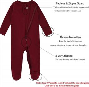 img 3 attached to 2-Pack Infant Cotton Long Sleeve Zip Up Baby Pajamas With Feet And Mittens Footies Sleep And Play Onesie Jammies