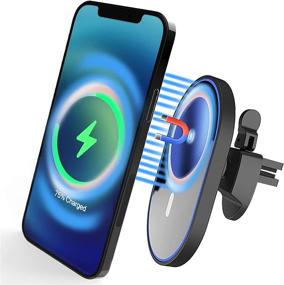 img 4 attached to 🚗 Magnetic Wireless Car Charger with Auto-Clamping Vent Mount for iPhone 12/Pro Max/Mini/Xs/Xr/X/11 Pro Max/11 Pro