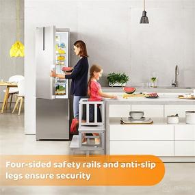 img 3 attached to BEEYEO Kitchen Toddler Step Stool with Safety Rail - 150 LBS Load-Bearing Capacity