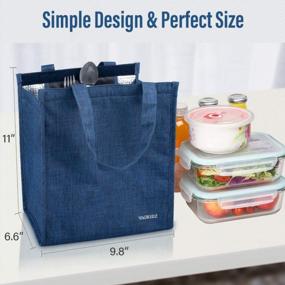 img 3 attached to VAGREEZ Insulated Lunch Bag: Large Waterproof Tote For Women & Men - Total Blue