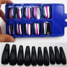 img 2 attached to 100Pc Colored Long Coffin Press On Nails Full Cover Ballerina Shape Artificial False Fake Nails Acrylic Tips For Women Girls…