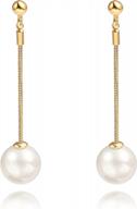 18k gold long pearl earrings baroque drop dangle earrings for women statement snake chain dainty adjustable stud jewelry for wedding logo