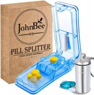 efficiently cut small or large pills with johnbee's versatile pill cutter – comes with keychain pill holder and cleaning brush for easy maintenance (blue) логотип