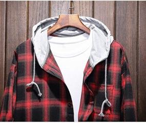 img 2 attached to Stylish Plaid Hooded Shirts For Men: Lightweight And Versatile For Casual Occasions